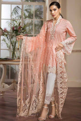 Anaya Peach Embroidery Chikankari 3pc Unstitched Dress