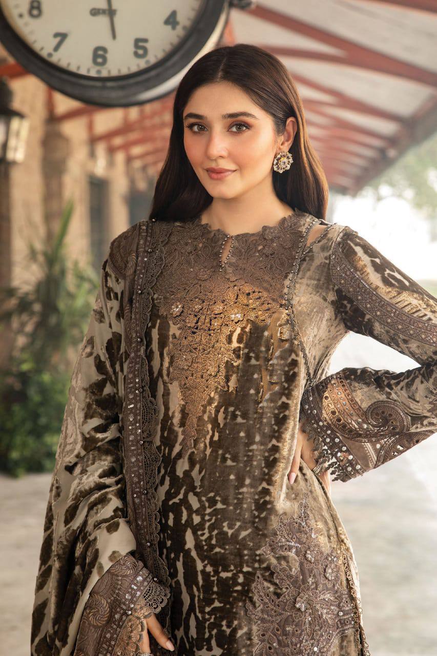 M.B Green Pure Lawn Print Embroidery 3pc Unstitched Dress