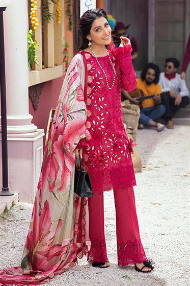 Mushq Pink Embroidery Chikankari 3pc Unstitched Dress