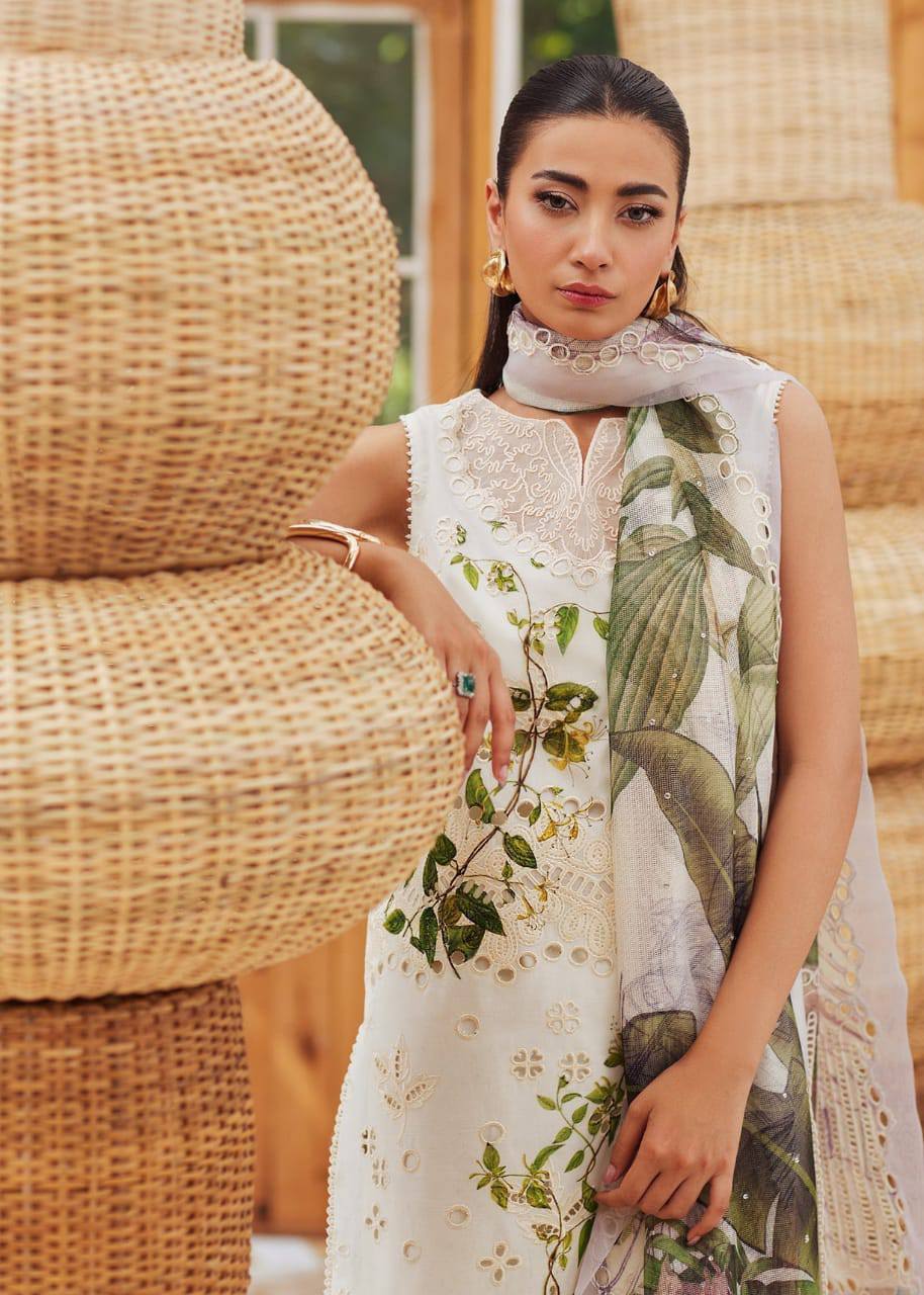 Crimson off White Lawn Embroidery Chikankari 3pc Unstitched Dress