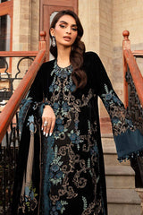 M.B Blue & Black Pure Lawn Print Embroidery 3pc Unstitched