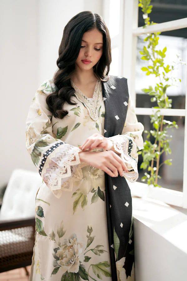 Baroque Skin & Black Pure Lawn New Arrival 3pc Unstitched Dress Summer Collection