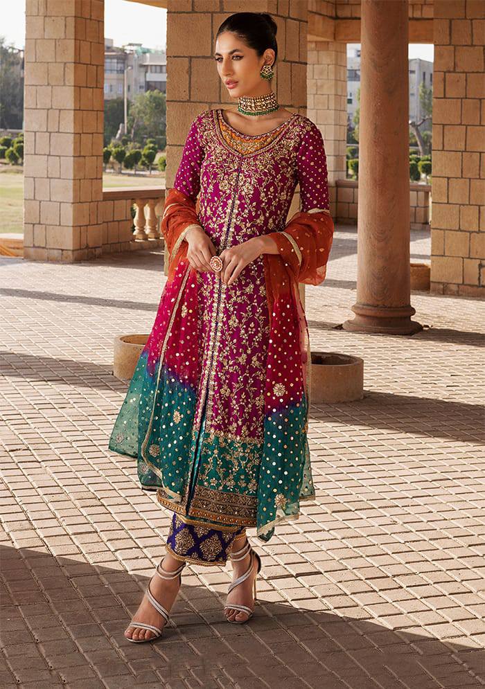 Z.C Pink Chiffon Fabric Formal Collection 3pc Unstitched Dress