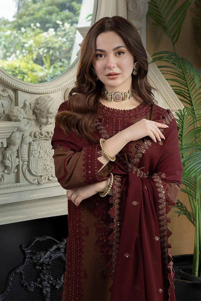 A.J Brown Chiffon Formal Embroidery Collection 3pc Unstitched Dress