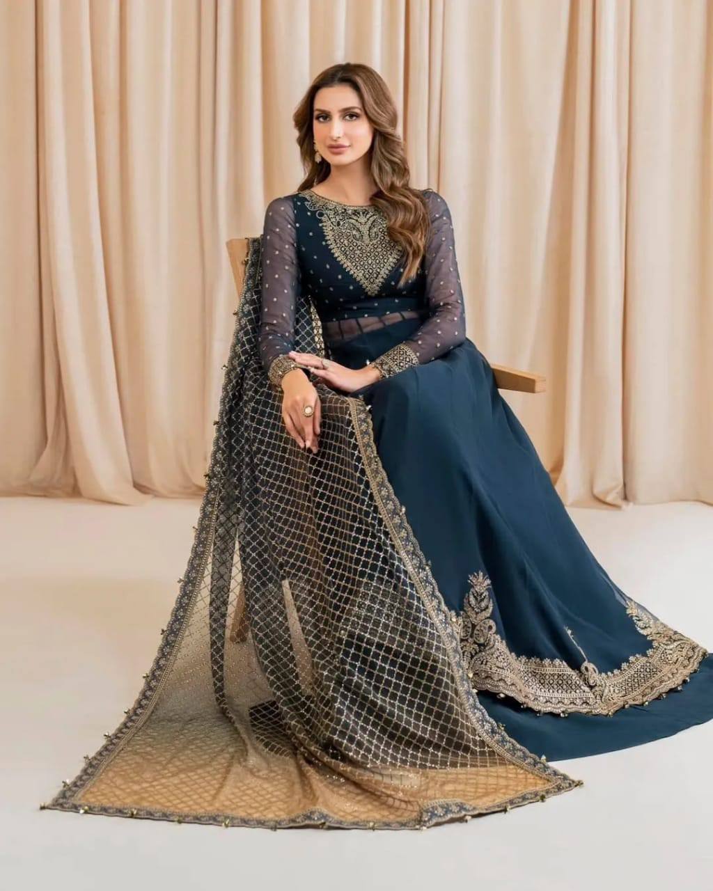 Jazmin Zinc Chiffon Maxi Formal Embroidery Collection 3pc Unstitched Dress