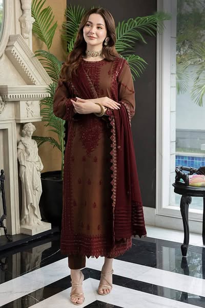 A.J Brown Chiffon Formal Embroidery Collection 3pc Unstitched Dress