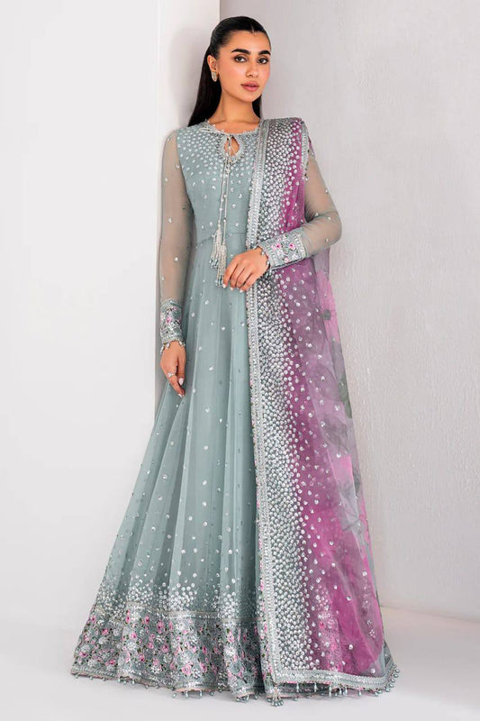 Jazmin Green Chiffon Maxi Wedding Collection Unstitched