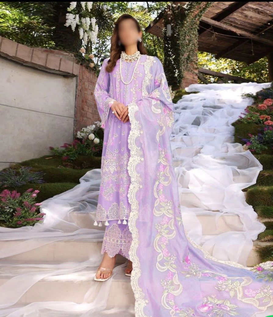 Elaf Purple Chikankari Lawn Embroidery 3pc Unstitched Dress