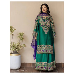 Rang Rasiya Row Silk Green Full Hand Work Formal Dress Unstitched