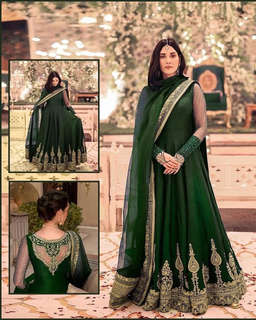 Indian Maxi Green Formal Collection Unstitched