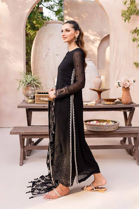 Azure Black Chiffon Full Embroidery 3pc Unstitched