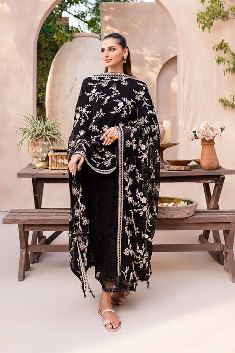 Azure Black Chiffon Full Embroidery 3pc Unstitched