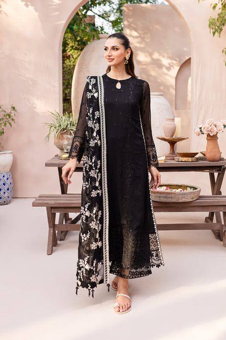 Azure Black Chiffon Full Embroidery 3pc Unstitched