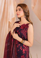 Asifa Nabeel Black Red Printed Lawn Embroidery Unstitched Dress