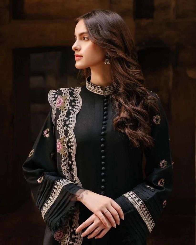 Zarqash Black Lawn Chikankari Embroidery Dress Unstitched