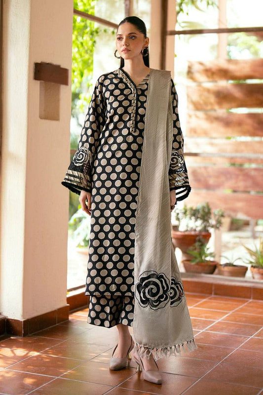 Baroque Black & Beige Lawn Printed Embroidery 3pc Unstitched