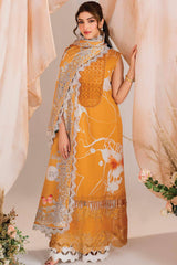 Asifa Nabeel Mustard Pure Lawn Printed Embroidery 3pc Unstitched Dress