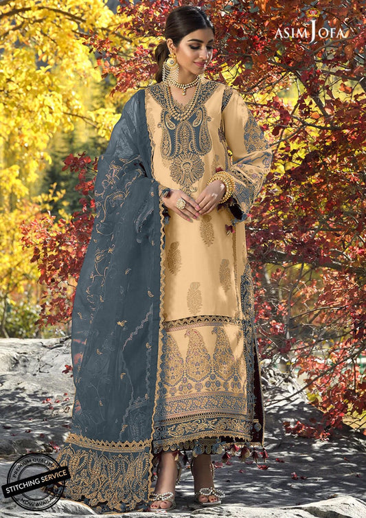 Asim Jofa Skin Cotton Lawn Embroidery Dress 3pc