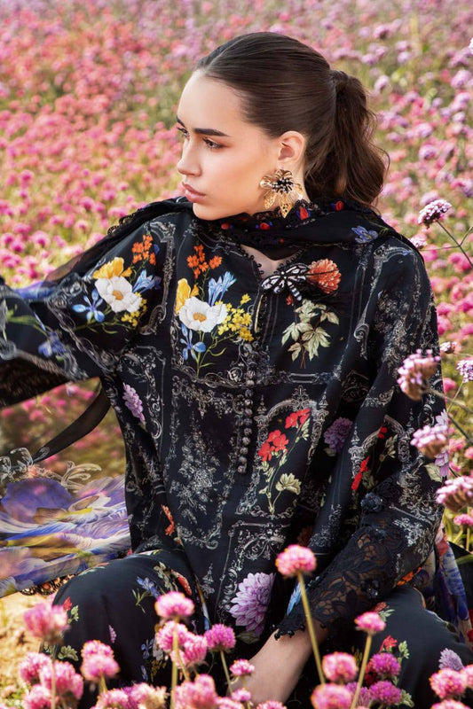 M.B Mprint Black New Arrival Lawn Embroidery Unstitched Dress