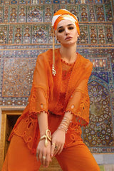 Maria B Orange Chikankari Lawn Dress