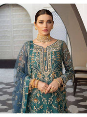 Gulaal Green Formal Collection Soft Net Hand Work Emb Fabric 3pc Unstitched