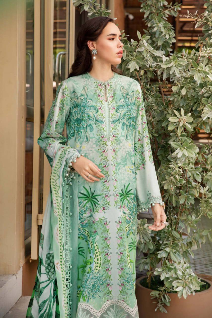 M.B Green Lawn Emb Summer Colletion 3pc Unstitched