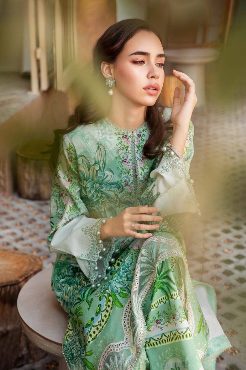 M.B Green Lawn Emb Summer Colletion 3pc Unstitched