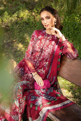 M.B Maroon Lawn Emb Summer Colletion 3pc Unstitched