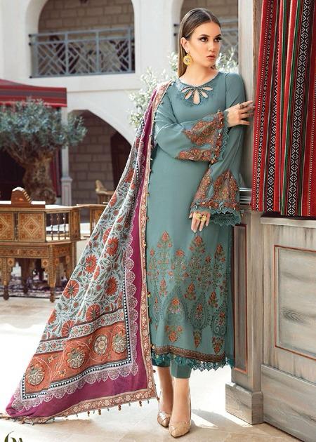 Maria B Green D7 Pure Lawn Embroidery 3PC