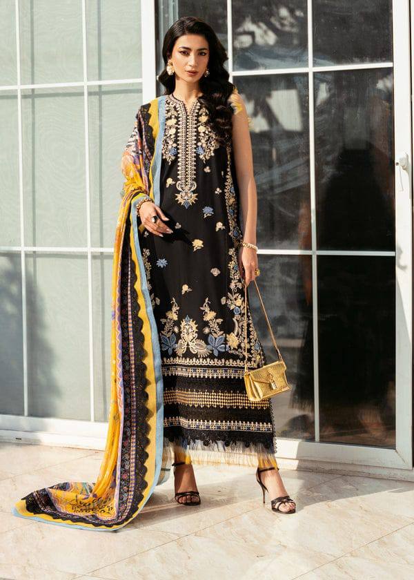 Bin Ilyas Luxury Lawn Embroidery Black New Arrival 3pc Unstitched