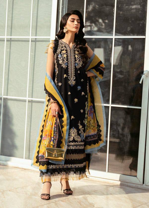 Bin Ilyas Luxury Lawn Embroidery Black New Arrival 3pc Unstitched
