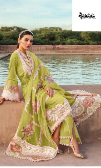 Crimson Green Lawn Emb Chikankari Dress 3pc Unstitched