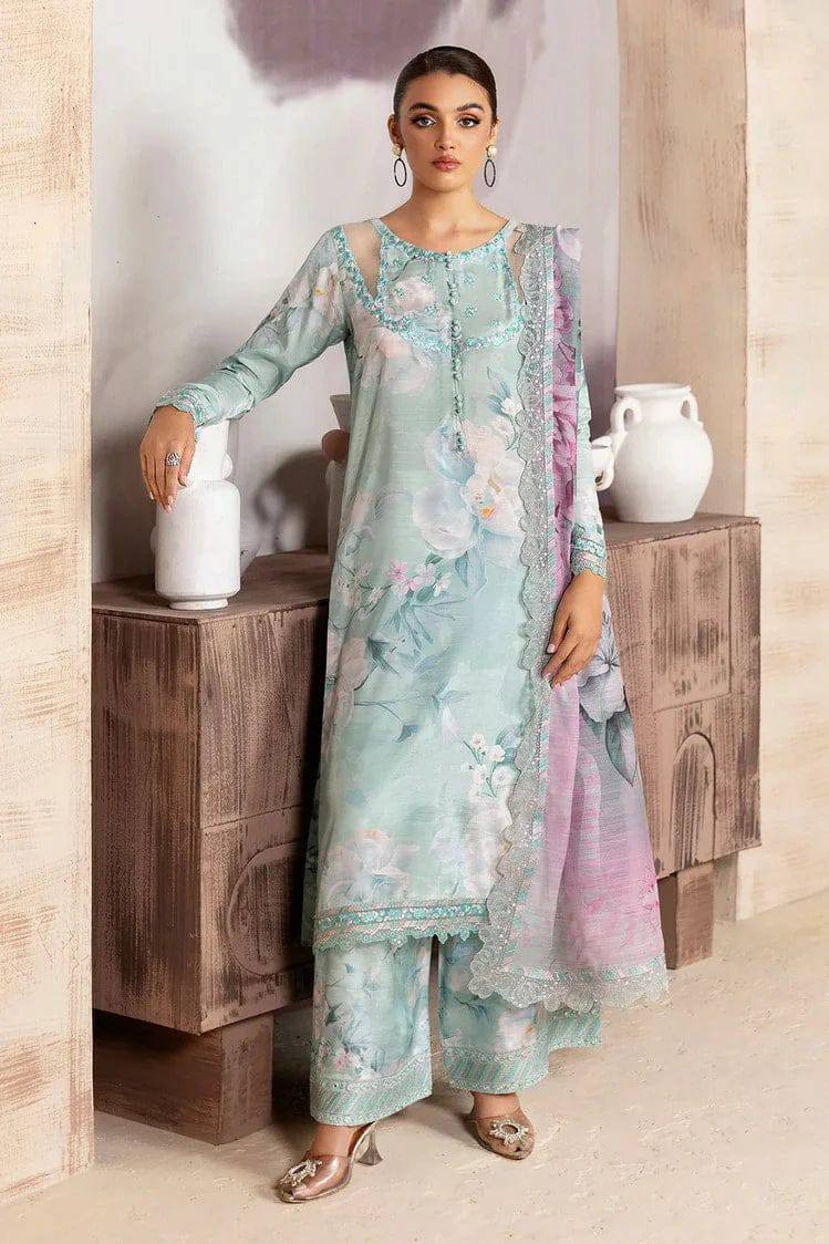 Ramsha Green Lawn Embroidery Printed 3pc Unstitched