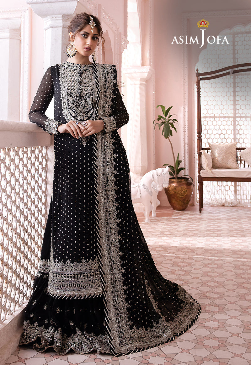 Asim Jofa Black & Silver Chiffon Formal Collection