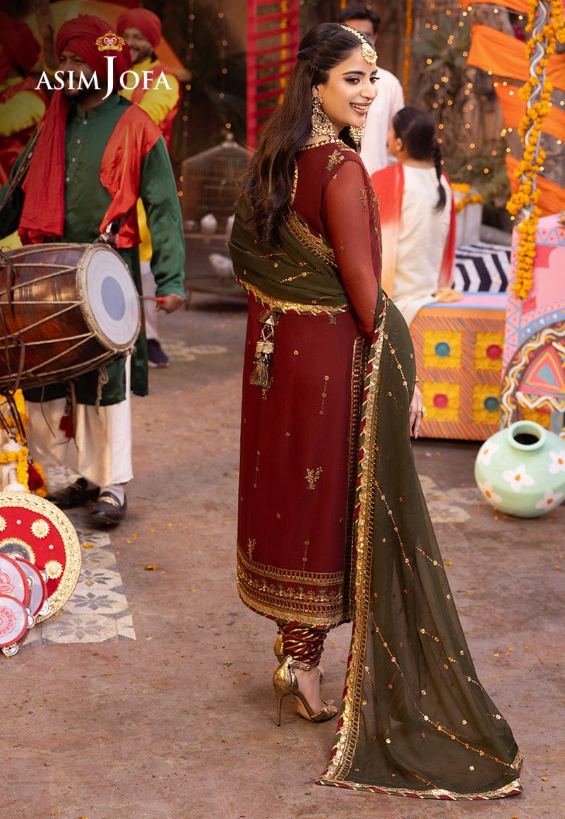 A.J Maroon Sami Pure Chiffon Formal Collection 3pc