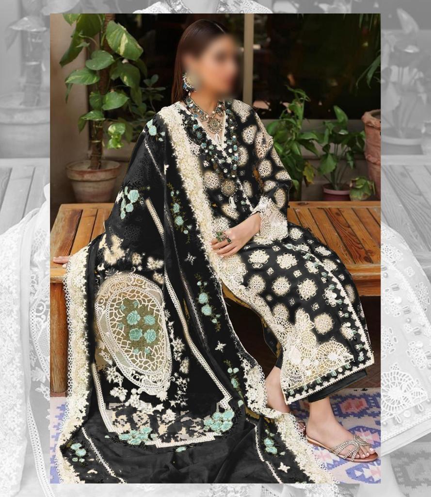 CRIMSON BLACK CHIKANKARI LUXURY LAWN DRESS