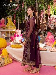 Asim Jofa Purple Luxury Chiffon Embroidered 3 piece Unstitched