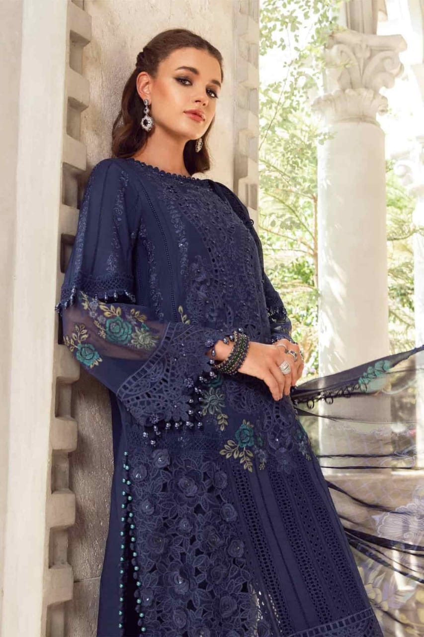 Maria B Blue Lawn Embroidery Chikankari Dress 3pc New Arrival GoodLuck Collections Maria B Blue Lawn Embroidery Chikankari Dress 3pc New Arrival GoodLuck Collections