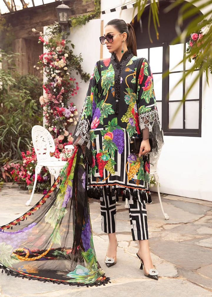 Maria B Black Multi New Arrival Emb Lawn Dress 3pcd
