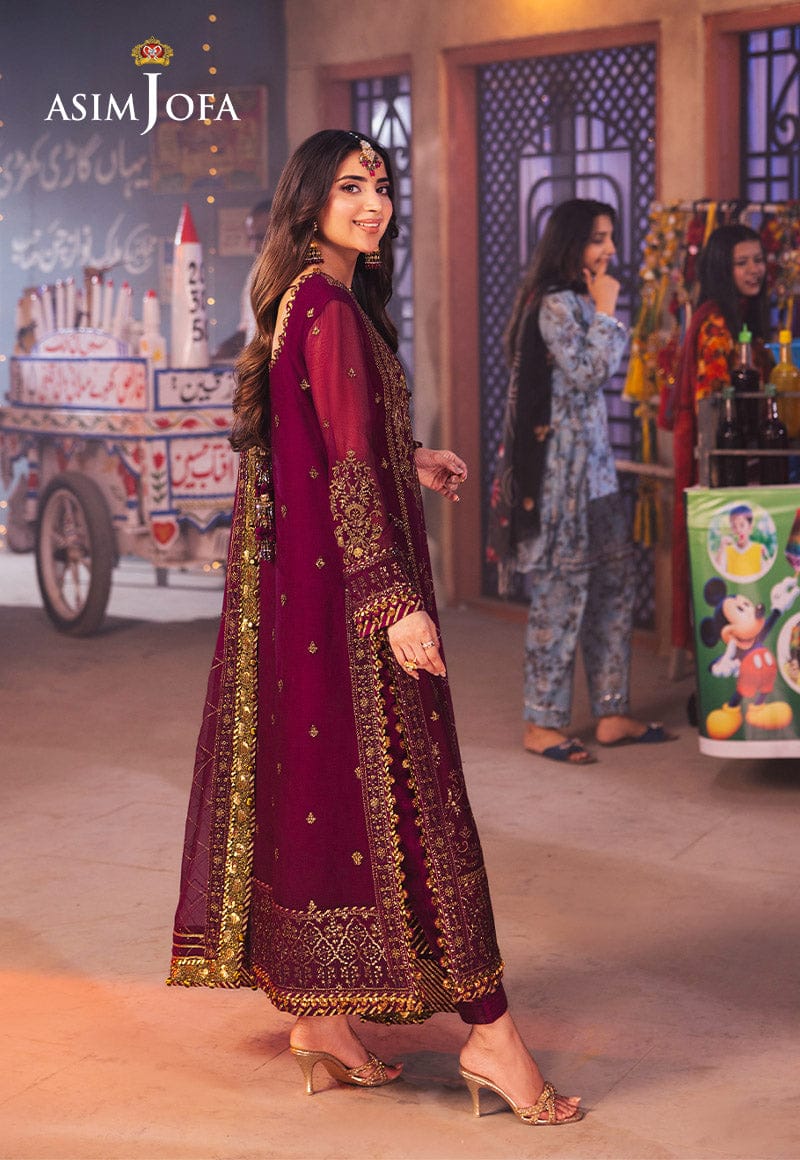 A.J Chiffon Maroon Embroidery 3Piece Unstitched
