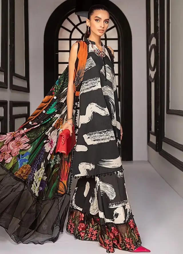 Maria B Black New Arrival Print & Embroidery Collection 3pc