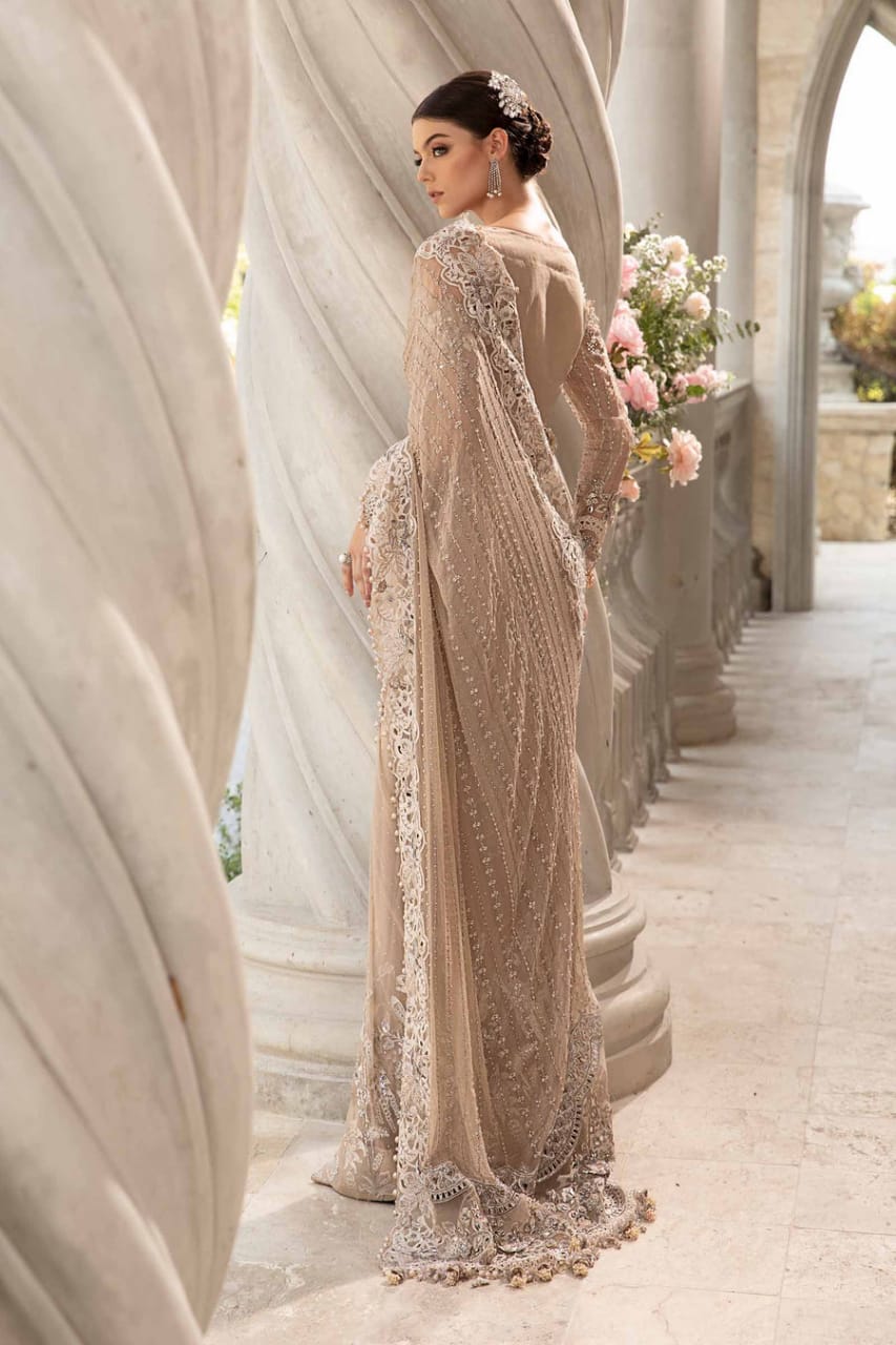 Maria b Skin Wedding Collection Saree Soft Net Fabric Unstiched