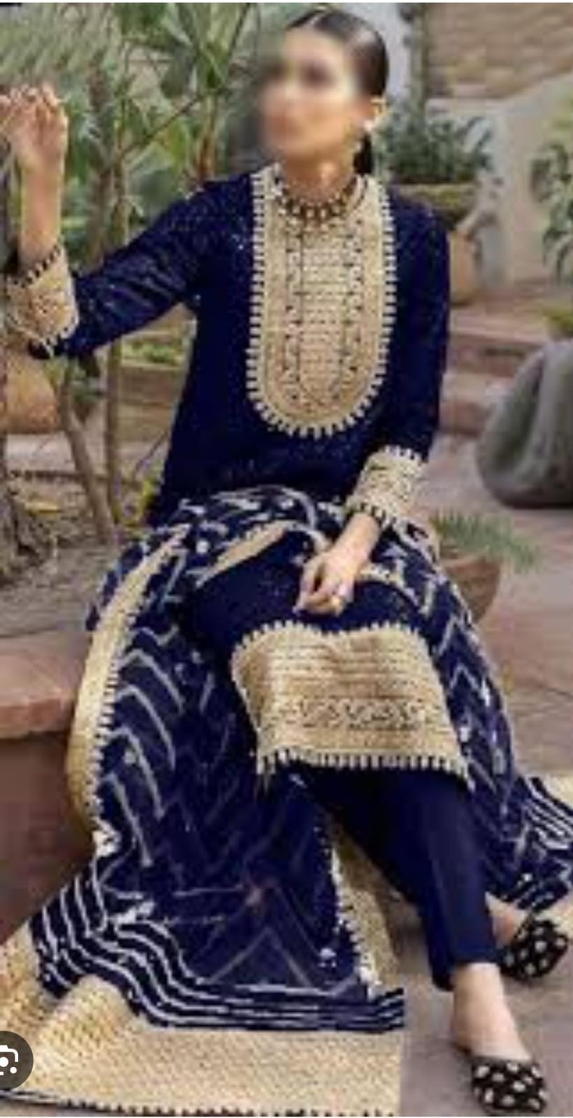 Designer Wear Blue Lawn Embroidery 3piece Unstitched