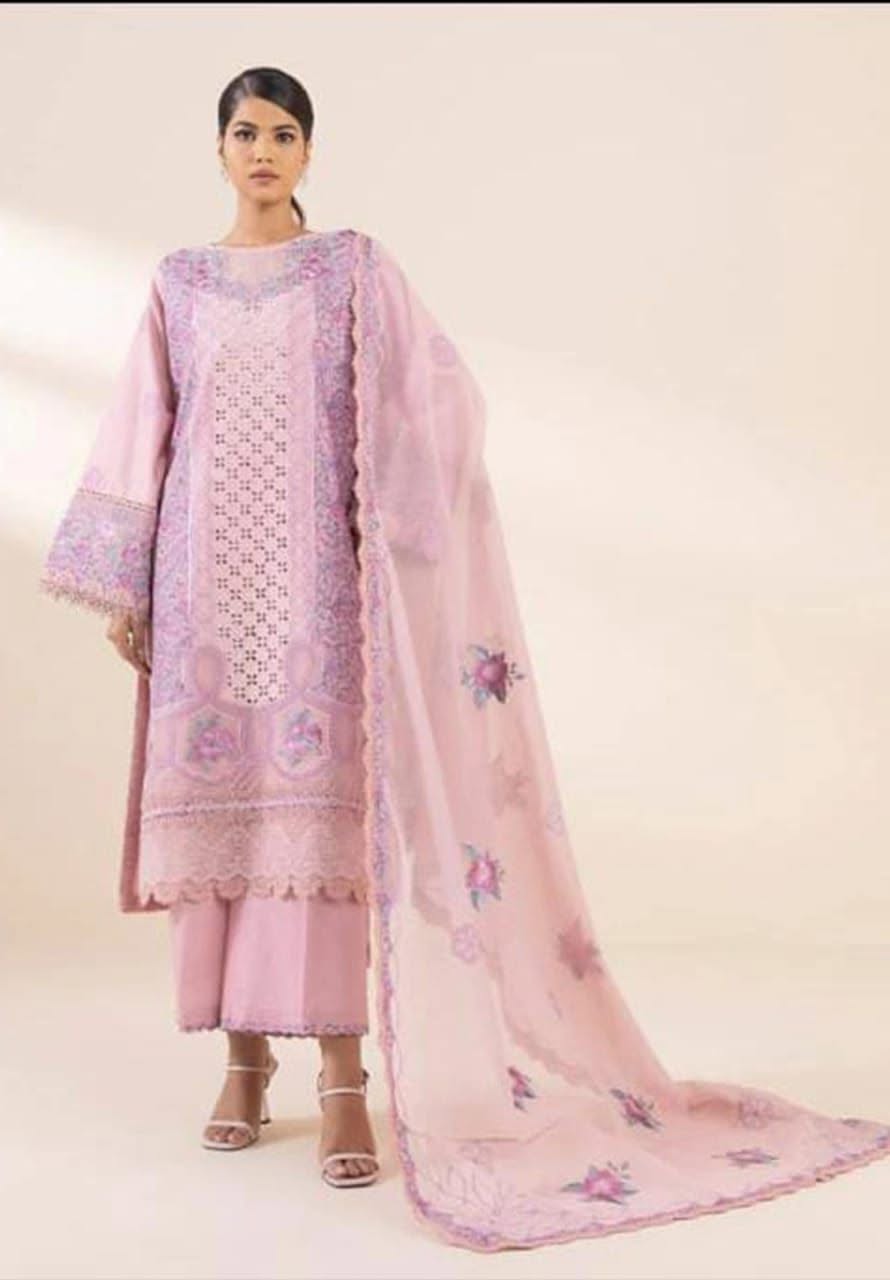Sapphire Light Pink Lawn Chikankari Emb 3piece Unstitched