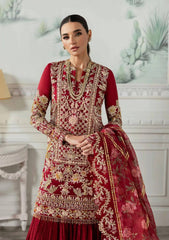 Crimson Red Bridal wedding edition organza Fabric 3piece Unstitched
