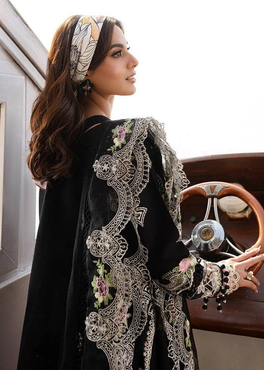 Parishay Black Embroidered Luxury Lawn Chikanakri Dress 3Piece Unstitched