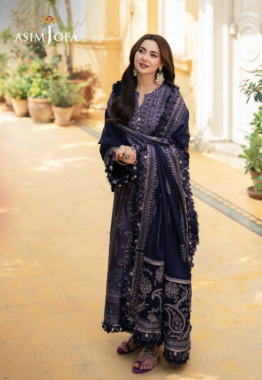 Asim Jofa Chiffon Gray Formal Collection Emb 3piece Unstitched