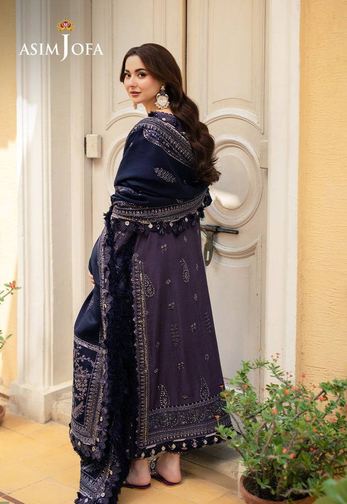 Asim Jofa Chiffon Gray Formal Collection Emb 3piece Unstitched