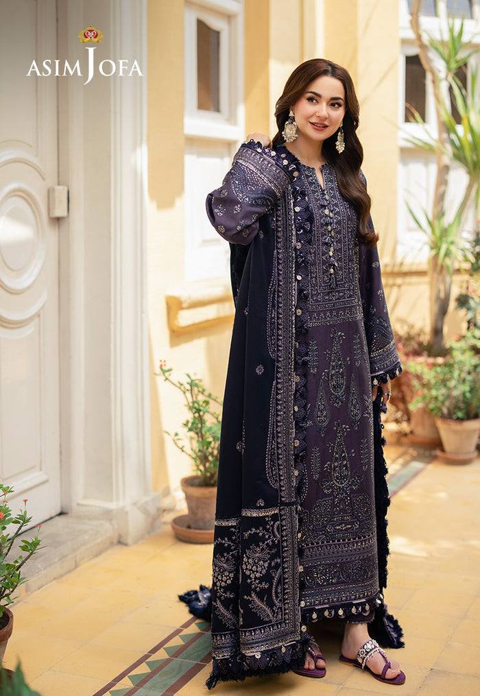 Asim Jofa Chiffon Gray Formal Collection Emb 3piece Unstitched