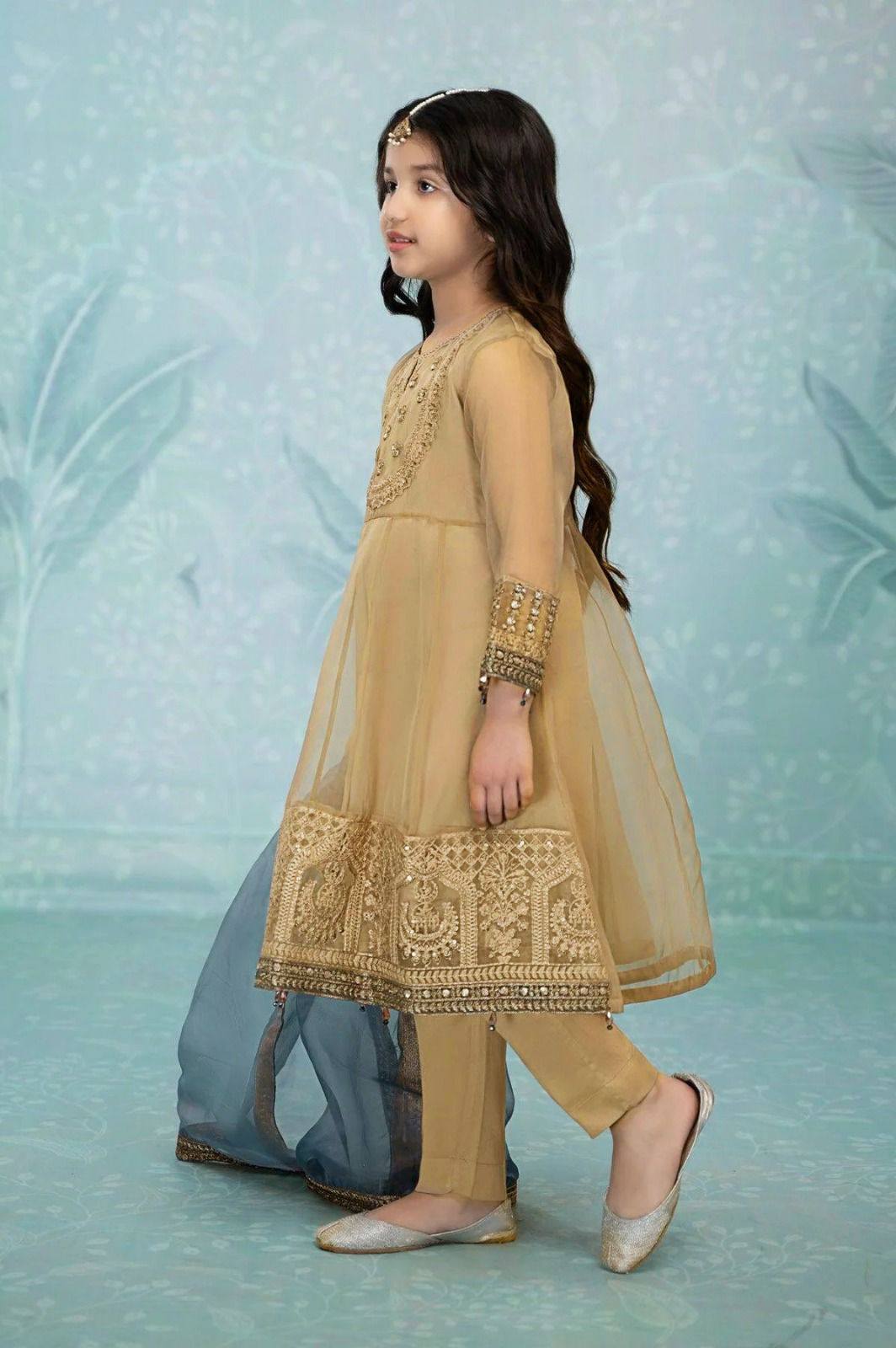 Kids Collection D004 Party Wear Dress organza Fabric Unstitched